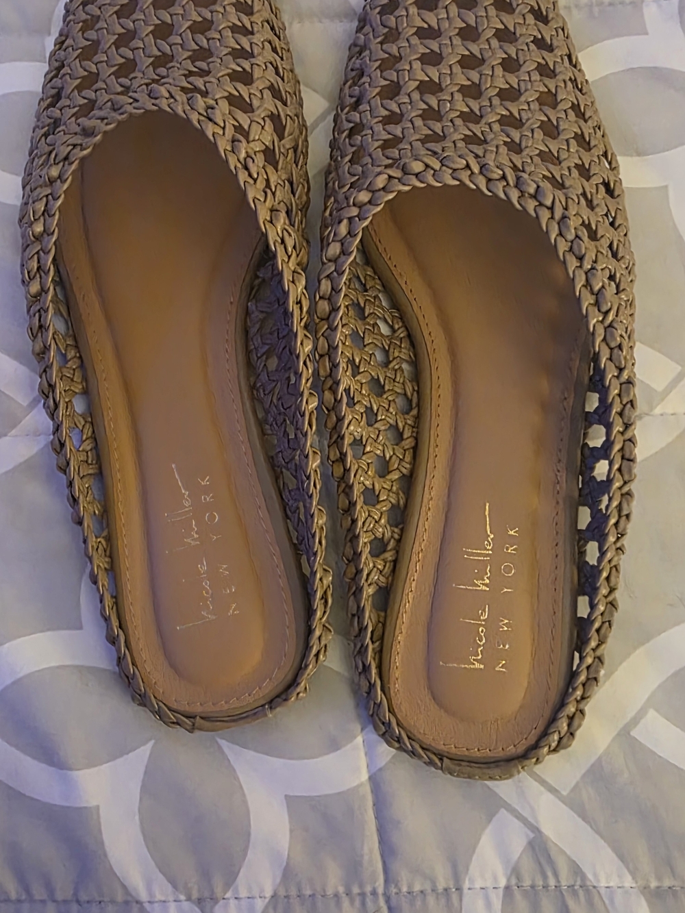 Nicole Miller New York Tan Woven Slip-On Flats